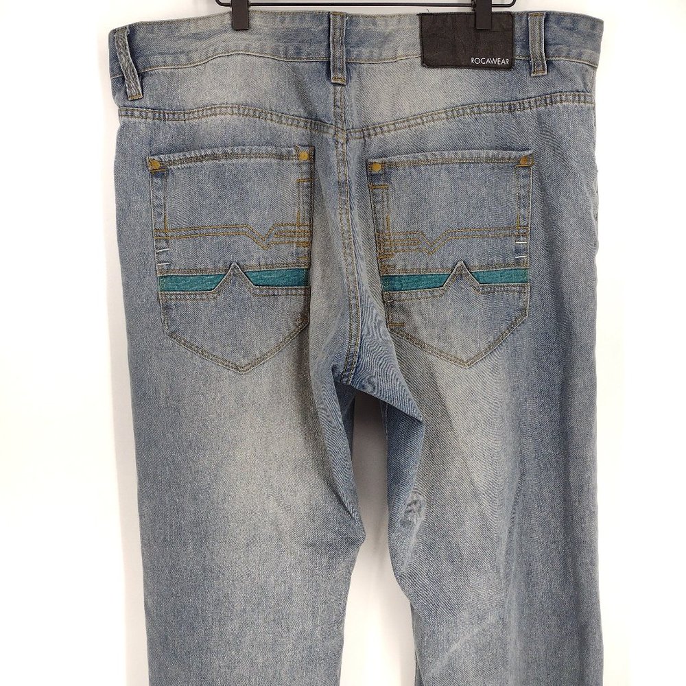 Vintage Rocawear Design On Back Pockets Relaxed Fit Oversized Baggy Denim Jeans